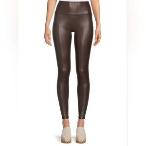 Time and True Shimmery Brown Faux Leather Women's Pants Leggings-Sz: XXL